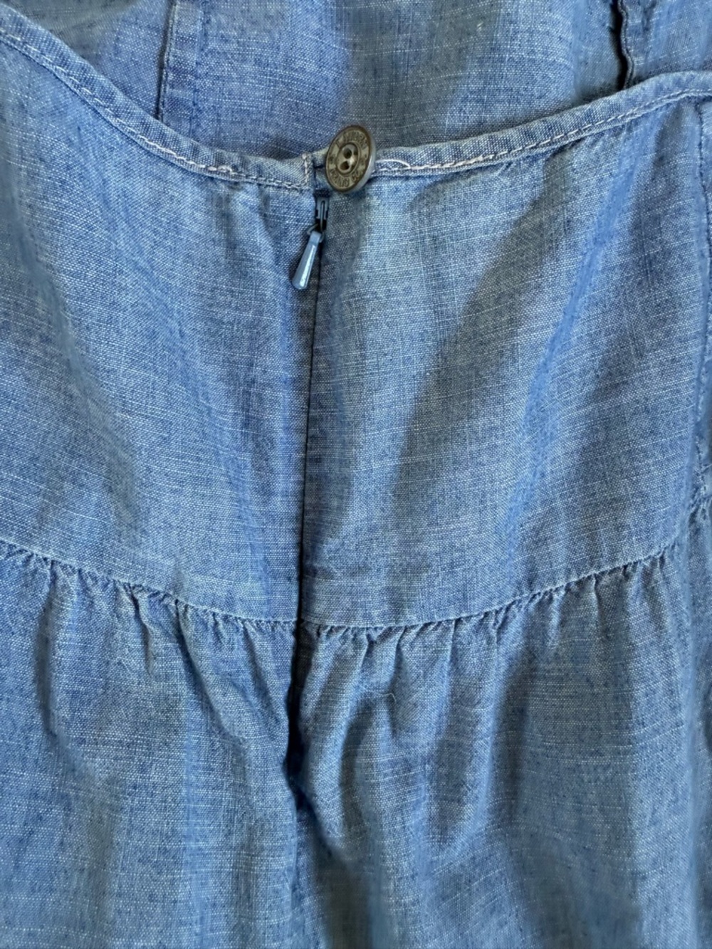 Lauren Ralph Lauren Tiered Denim Midi Skirt 12P Boho Western Prairie Peasant - Picture 7 of 11